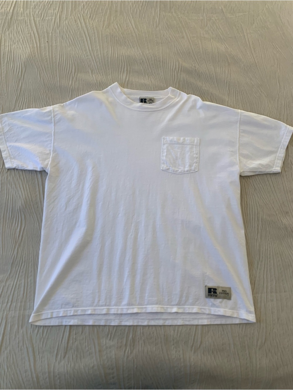 Vintage Russell Athletic Made in USA Single Stitch Boxy Fit Pocket Tee, size L